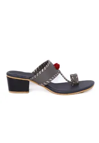 Grey Cruelty Free Heels with Pom Poms image 6