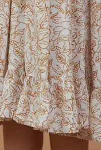 Beige Floral Printed Cotton Fit & Flare Midi Dress image 6