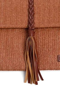 Tawny Brown Raffia Weave Pouch Bag image 6