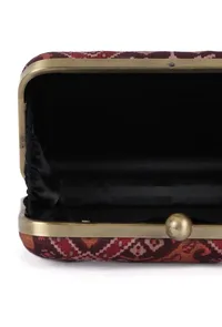Bella Maroon & Multi Patola Print Rectangular Box Clutch image 6