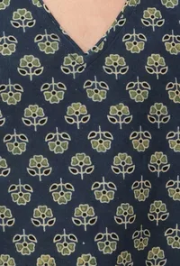 Set Of 2: Indigo Ajrakh Print Cotton Short Kurta & Pant image 5