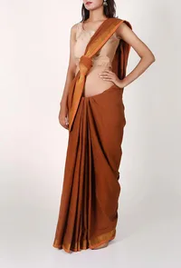 Earthy Mangalgiri Cotton Zari Border Saree image 3