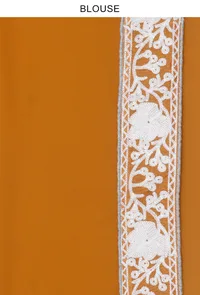 Embroidered Mustard Yellow Georgette Saree with Unstitched Blouse image 3