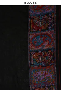 Kani Weave Silk Wool Saree with Unstitched Blouse image 3