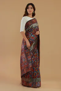 Kani Weave Silk Wool Saree with Unstitched Blouse image 4