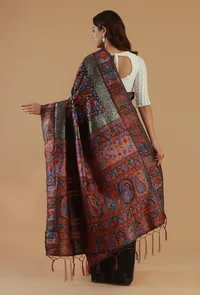 Kani Weave Silk Wool Saree with Unstitched Blouse image 6
