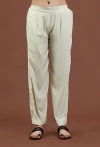 Solid Off-White Shantoon Straight Fit Ethnic Pant image 1