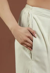Solid Off-White Shantoon Straight Fit Ethnic Pant image 5