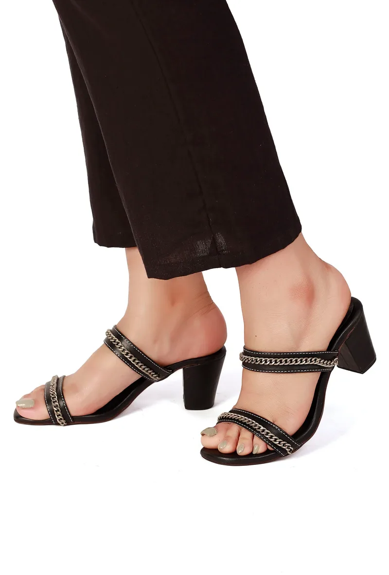 Charcoal Black Chain Cruelty-Free Leather Stealtoes