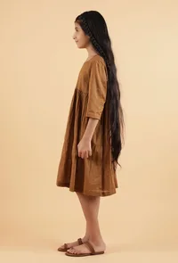 Dark Brown Mulmul Dress image 2