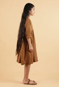 Dark Brown Mulmul Dress image 3