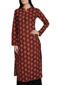 Brown Ajrakh Cotton Kurta image 2