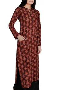 Brown Ajrakh Cotton Kurta image 3