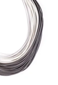 Grey and White Cruelty Free Leather Layered Necklace image 3