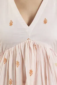 Set of 2: Hand Block Printed Cotton Anarkali Style Kurta with Solid Pant image 5