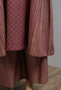 Plum Hand-Block Stripe Printed Palazzo image 5