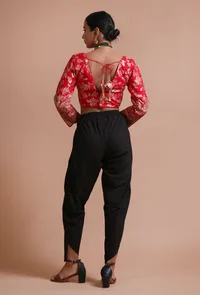 Red Color Raw Silk Embroidered Blouse image 5