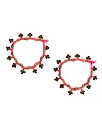Set Of 2- Sana Pink Glass Bead Anklet image 2
