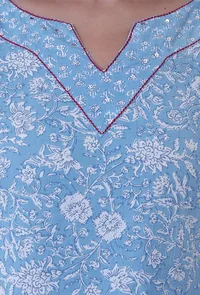 Blue & White Cotton Block Printed Kurta image 5