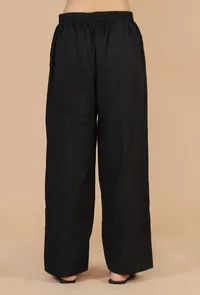 Set of 2: Baagh Printed Drawstring Top & Solid Black Cotton Pants image 5