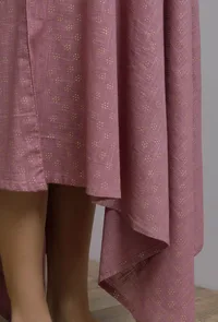 Onion Pink Hand-Block Printed One Shoulder Asymmetrical Dress image 6