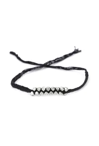 Set Of 2: Amira Black Thread & Antique Plated Brass Beaded Anklets image 2