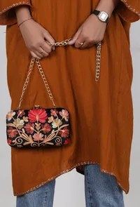 Black velvety rectangular clutch image 2