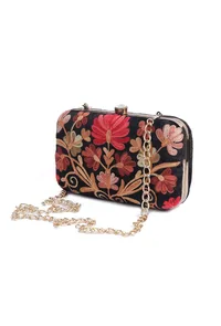 Black velvety rectangular clutch image 4