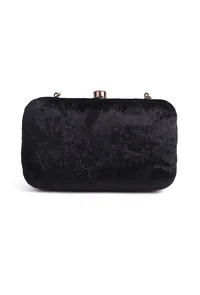 Black velvety rectangular clutch image 5
