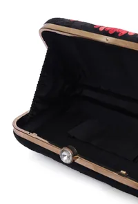 Black velvety rectangular clutch image 6