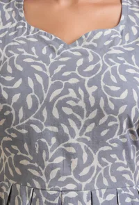 Grey Cotton Printed Dress image 6