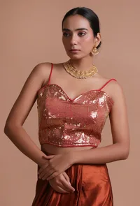 Pink Color Raw Silk Sitara Work Blouse image 1