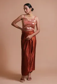 Pink Color Raw Silk Sitara Work Blouse image 2