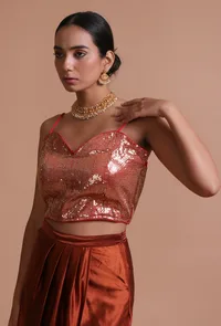 Pink Color Raw Silk Sitara Work Blouse image 4