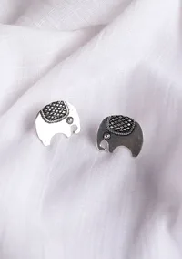 Black and White Brass Earrings image 1