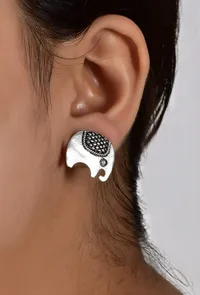 Black and White Brass Earrings image 5