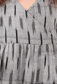 Grey and Black Ikat Wrap Flared Dress image 5