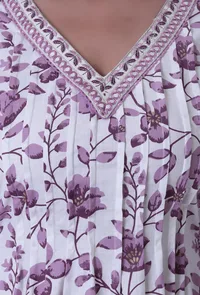 Dusty Lavender Motif White Cotton Kurta image 6