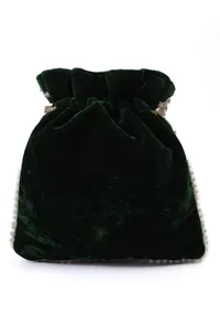 Elegant Emerald Bag With White Mogra Pearl image 4