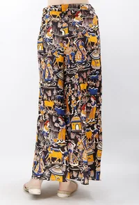 Black And Mustard Kalamkari Cotton Palazzo image 4