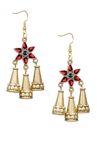 Red German Silver Afghan Earrings image 2
