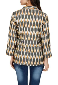 Charcoal Grey Single Ikat Pure Cotton Top image 2