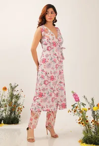 Set Of 2: Nadia Floral Chintz Wrap Tunic Dress With Narrow Fit Pants image 2