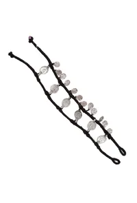 Set of 2: Black Threaded German Silver Anklet image 2