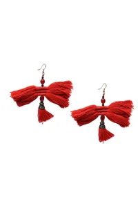 Eliana Red Tassels Thread Earrings image 2