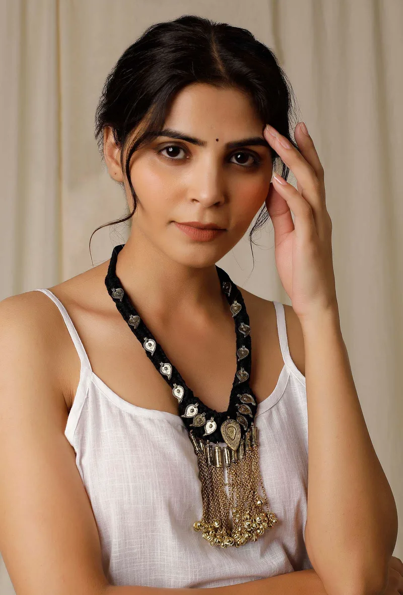 Onyx Black Chain Tribal Necklace