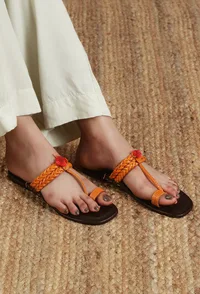 Traditional Indian Genuine Cruelty-Free Leather Kolhapuri Flats image 1