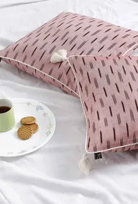 Set of 2: Candy Pink Ikat Cotton Cushion Covers image 6