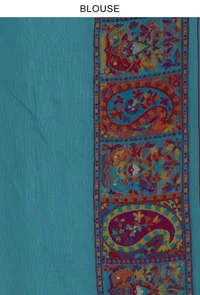 Blue Kani Weave Silk Wool Saree with Unstitched Blouse image 3