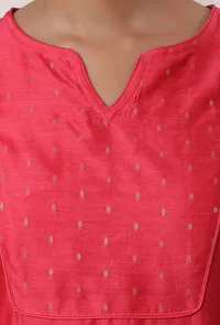 Scarlet Pink Chanderi Woven Kurta image 5